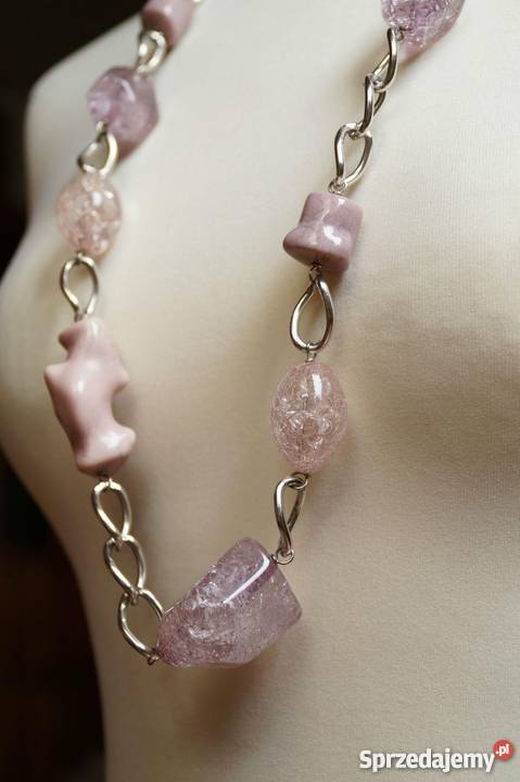 HEXELINE naszyjnik korale kamienie akryl pudrowy Toruń sprzedam