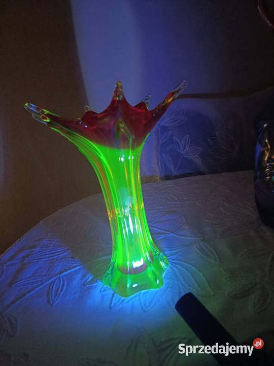 Czerwony uranowy wazon Murano Rękodzieło mazowieckie Warszawa