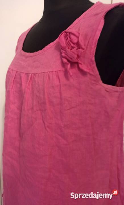 różowa lniana sukienka Bez wzoru Częstochowa sprzedam