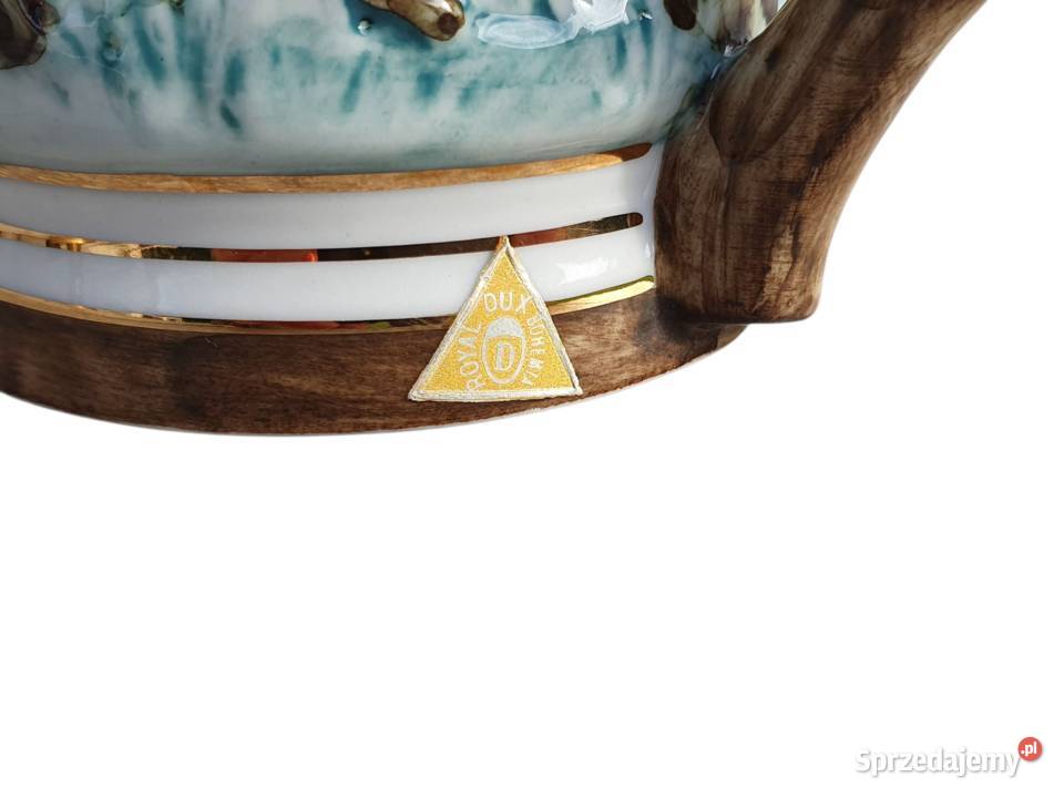 Stary porcelanowy kufel myśliwski Royal Dux śląskie Cieszyn