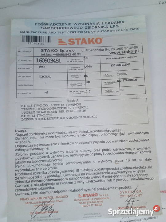 butla stako lpg 43l gaz Radom
