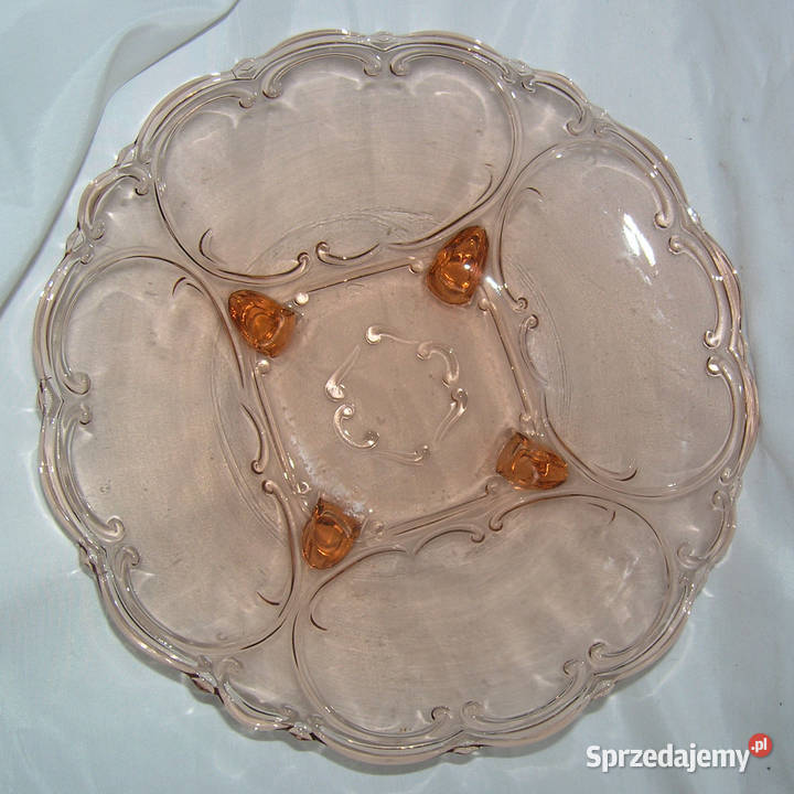 patera vintage szkło rozalinoweD28