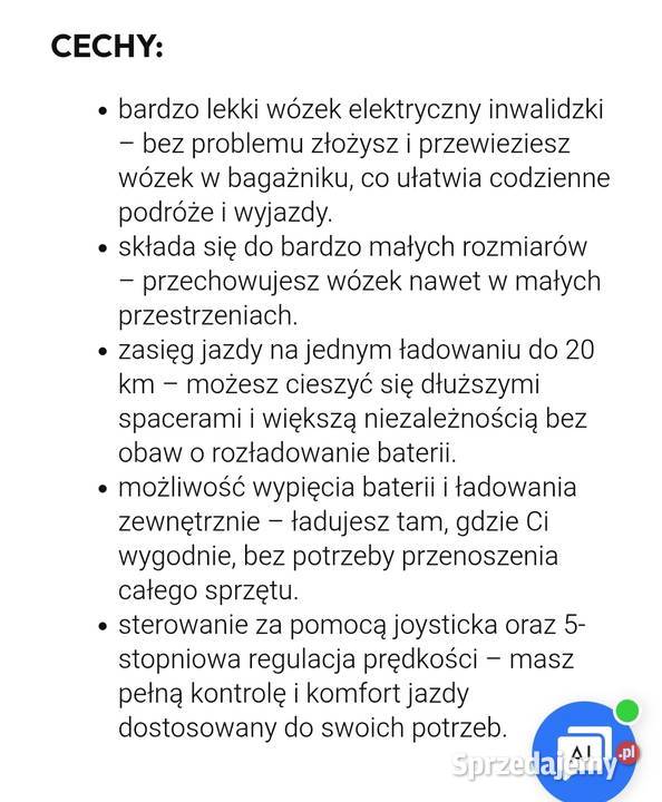 Elektryczny wózek inwalidzki Nowy