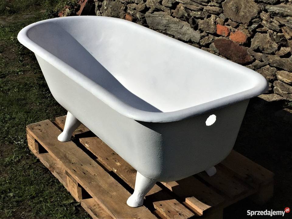 PIĘKNA STARA ŻELIWNA WANNA SYGNOWANA FAKTURA biały dolnośląskie Bielawa