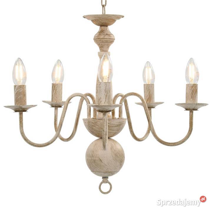 vidaXL Żyrandol antyczna biel 5 żarówek