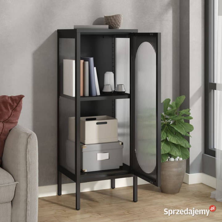 Szafka czarna 40x35x105 szkło i stal WM352999 mazowieckie Warszawa