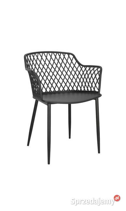 Krzesło czarne ażurowe nowoczesne z oparciem Darmowa dostawa