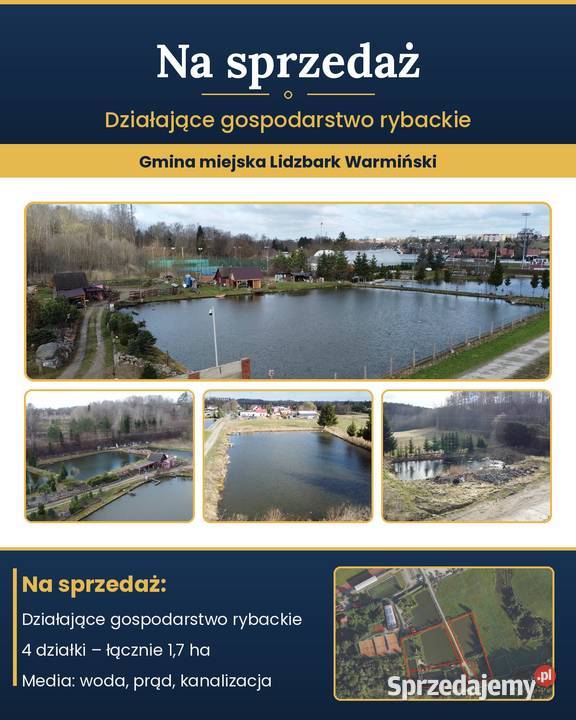 Gospodarstwo rybackie działka budowlana stawy rybne hodowlane Warmia 1,7ha