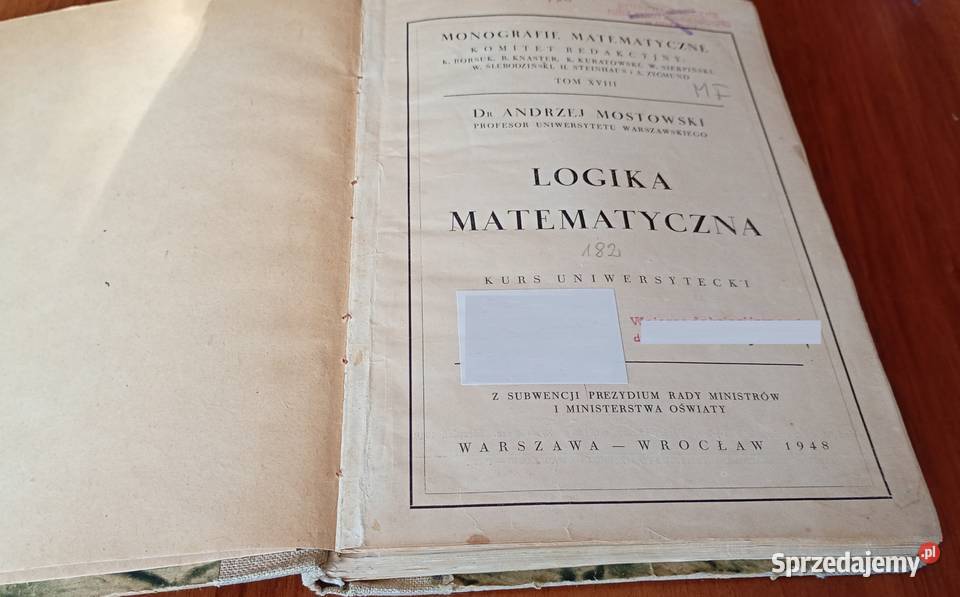 Logika matematyczna kurs uniwersytecki Andrzej Gdańsk sprzedam
