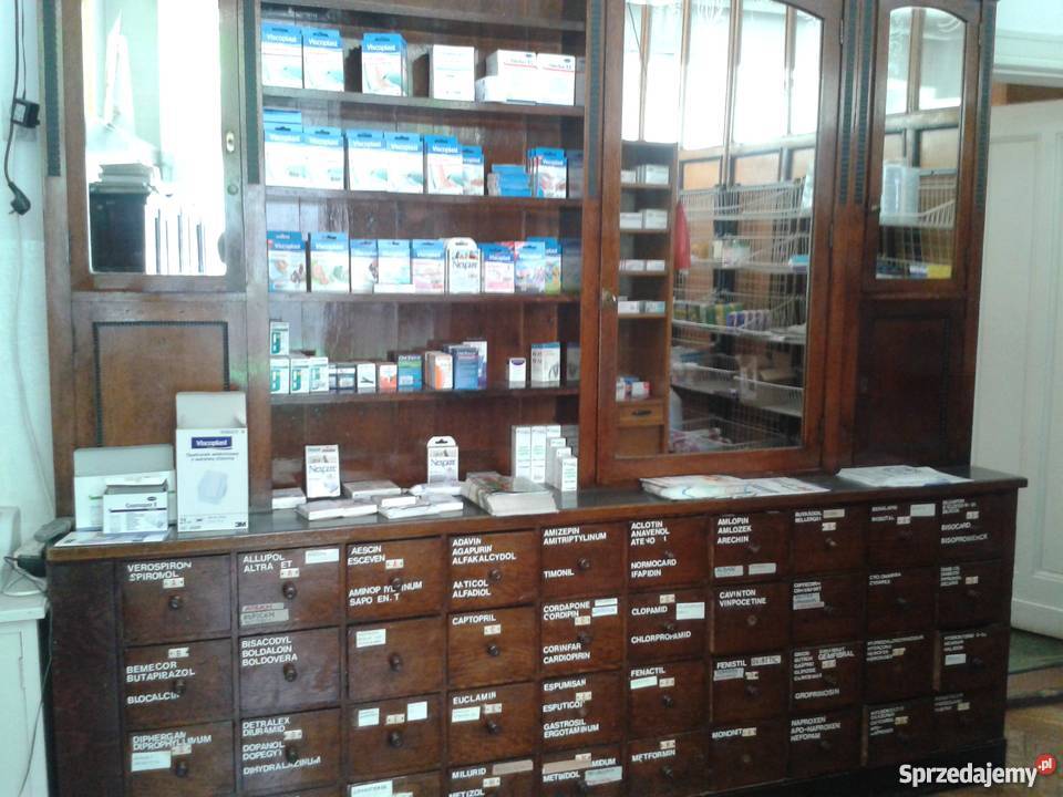 Przedwojenne antyczne meble i akcesoria apteczne Antyki, Sztuka, Kolekcje