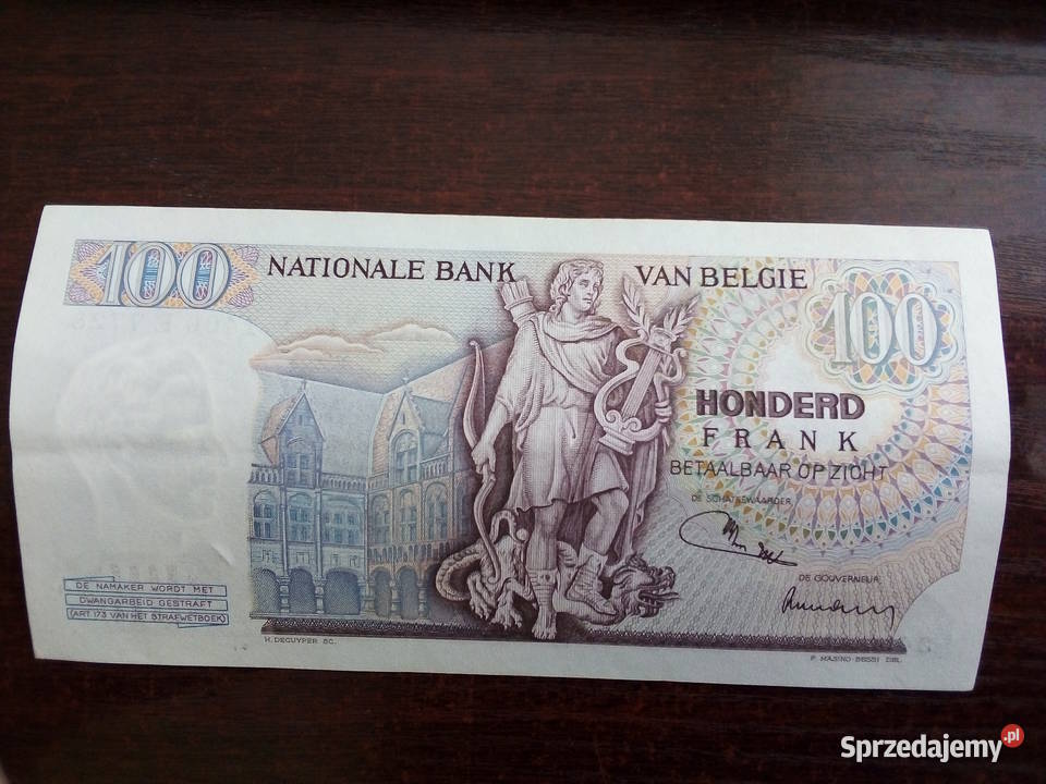 Banknot 100 franków Belgia Płońsk sprzedam