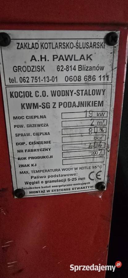 Piec na ekogroszek 19kW Gniezno sprzedam