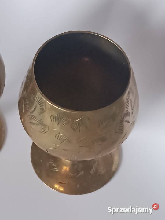 Para mosiężnych pucharków kielichów retro grawer Rzeszów