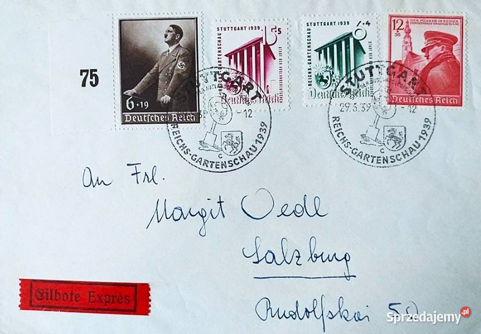 Stuttgart 1939 List Ekspresowy Eilbote Salzburg Człuchów
