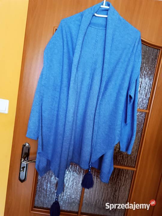 Niebieska tunika sweterek z ozdobnym szalem sprzedam