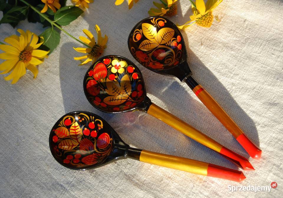 Chochłoma ręcznie malowane rosyjskie łyżki Lublin sprzedam
