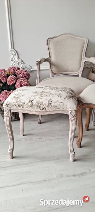 Stylowa pufa taboret fotel len Shabby Chic Szczecin