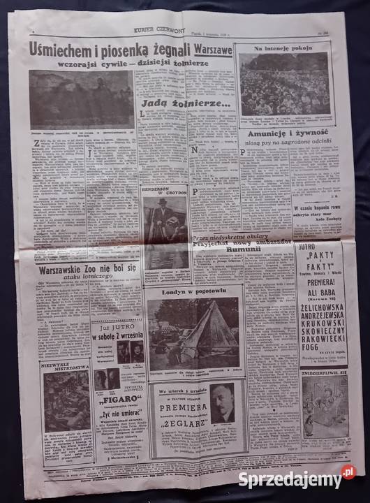 Wieczór Kurjer Czerwony Piątek 1 września 1939 wielkopolskie Koźminek