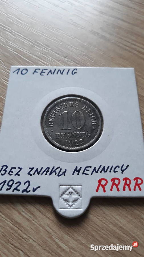 10 Pfennig Deutsches Reich 1922 r BZMrzadkość wielkopolskie Konin sprzedam