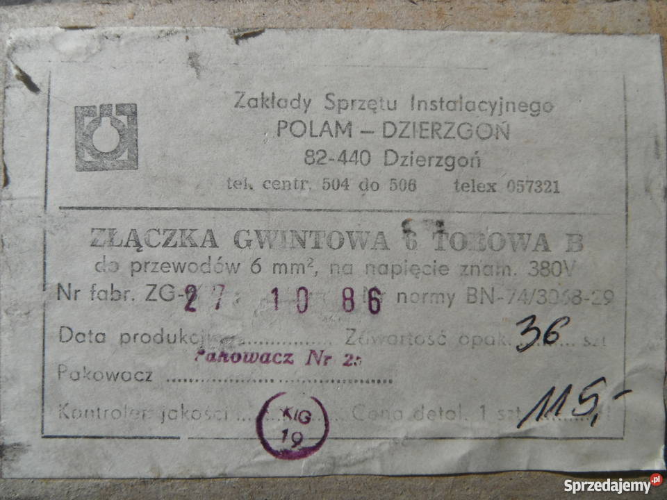 Listwa zaciskowa 6mm 380V 6 torów typ P28 Polam Chlewiska sprzedam