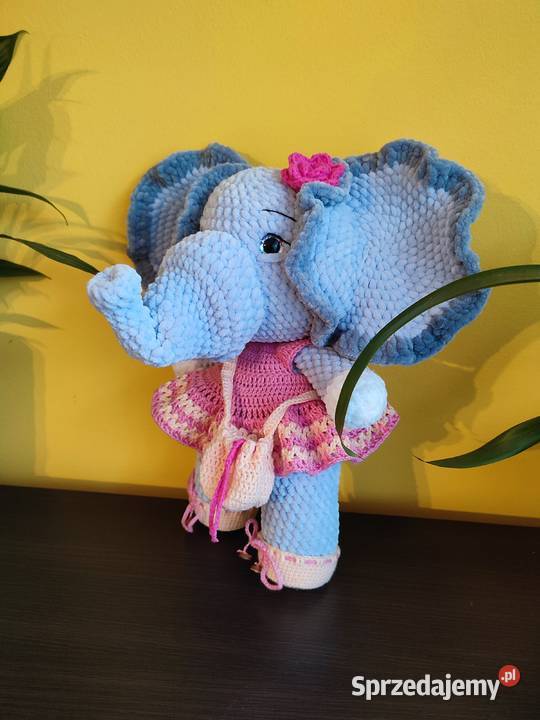 Słoń na szydełku Maskotka rękodzieło zabawka Dla Dziecka