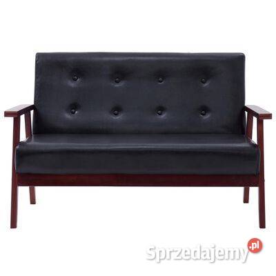 vidaXL 2osobowa sofa czarna sztuczna mazowieckie Warszawa sprzedam