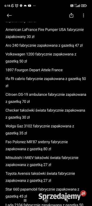 Kolekcja Kultowe Auta PRLu lubelskie Lublin sprzedam