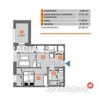Mieszkanie 3789m2 2 pok Kraków os Piastów