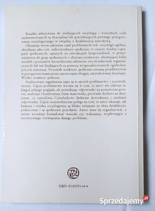 SOCJOLOGIA małe struktury społeczne Jan Turowski Książki naukowe i popularnonaukowe podlaskie Hajnówka