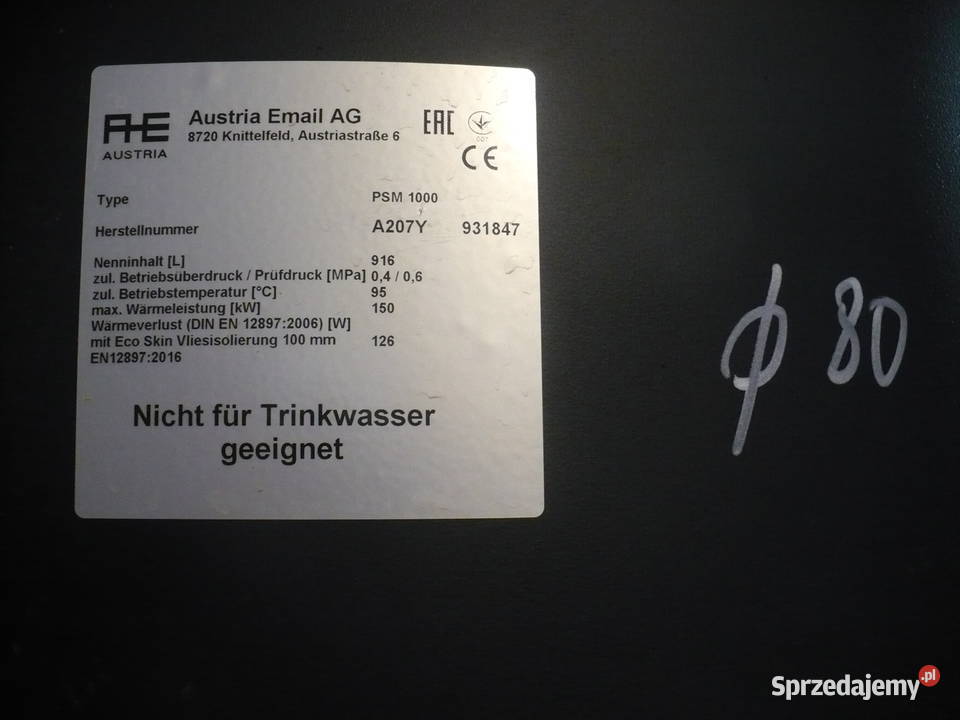 Sprzedam zbiornik buforowy 1000 l warmińsko-mazurskie