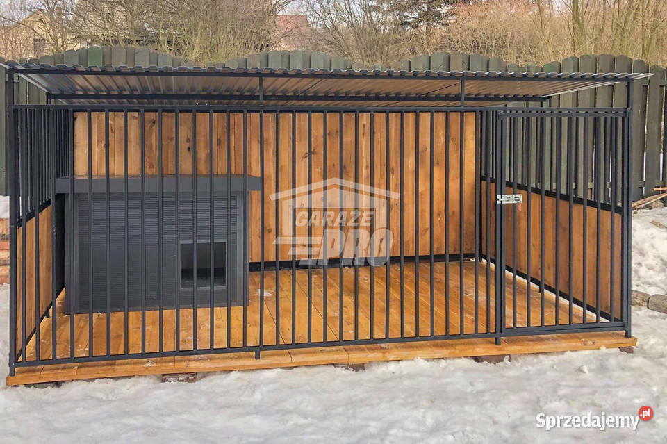 Kojec psów 4x2m Drewniana podłoga ściany Zwierzęta Nowy Tomyśl