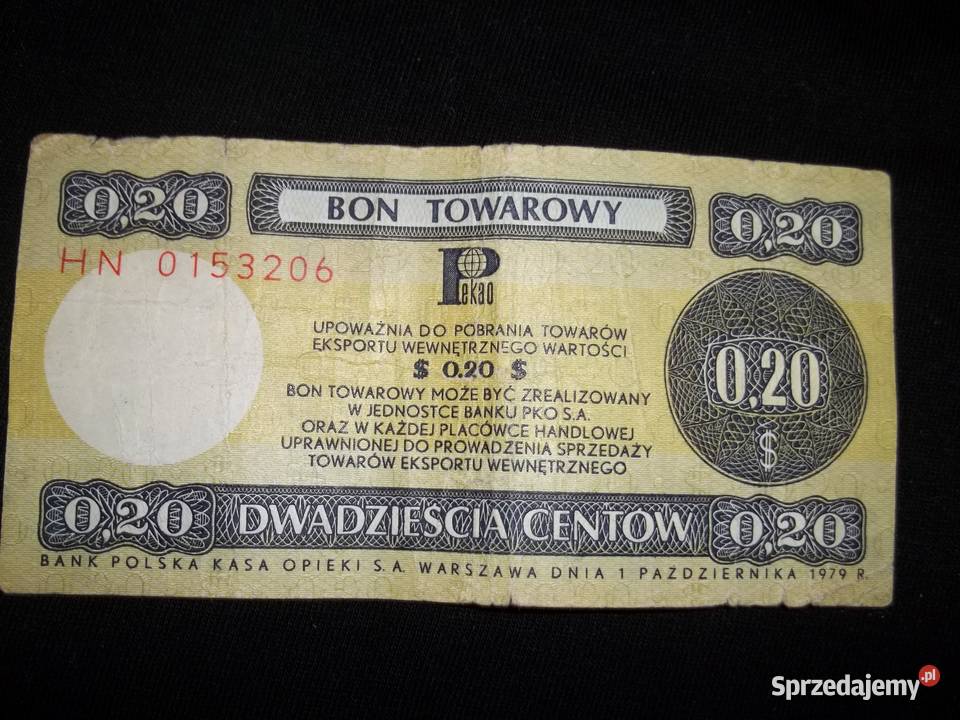 Polski Bon Towarowy 005010 020 centów 1979R łódzkie Łódź