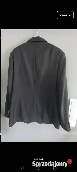 Marynarka czarna wełniana wool o kroju męskim czarny Marynarki i żakiety podkarpackie Krosno