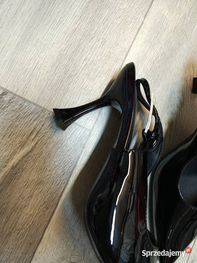 42 Czarne czółenka Szpilki wieczorowe z odkrytą 27cm Czółenka Kraków