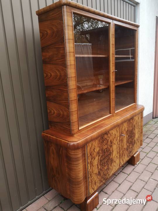 Witryna Biblioteka ARTDECO Orzech Zgrabna Stara wielkopolskie Swarzędz