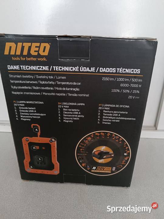Lampa warsztatowa akumulatorowa NITEO 20V 2150 Pozostałe Kędzierzyn-Koźle