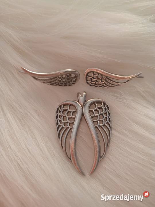 Srebrne skrzydełka komplet biżuteria Miastko