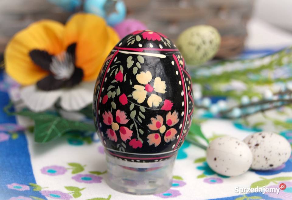 Stara pisanka drewniana ręcznie malowana Rosja Lublin