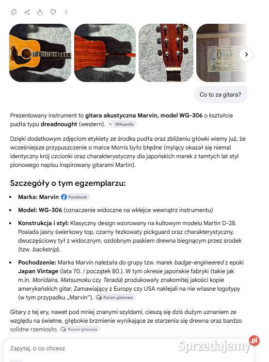 Gitara japońska akustyk vintage MARVIN 306 lata Wrocław
