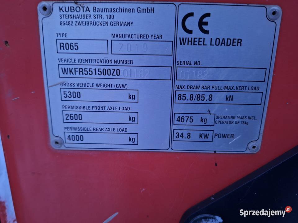 Kubota R065 ładowarka kołowa Koparko ładowarki