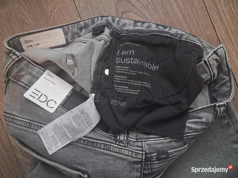 NOWE szare jeansy slim EDC by Esprit W29 L30 łódzkie