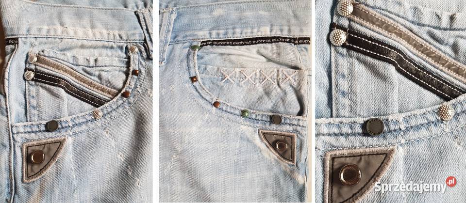 Euphrat spodnie dżinsy męskie letnie skóra nity Odzież codzienna Kielce