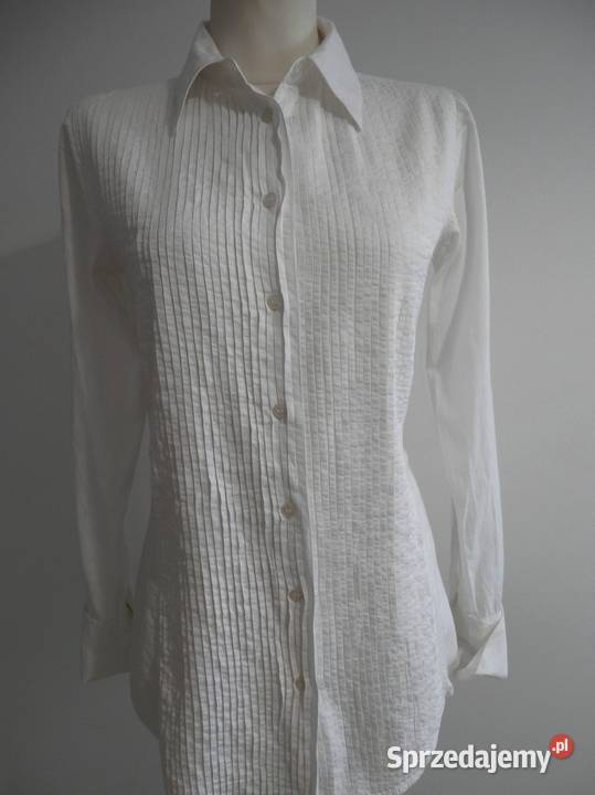 Koszula Bawełniana Biała Długa Taliowana HM 38 Łomża