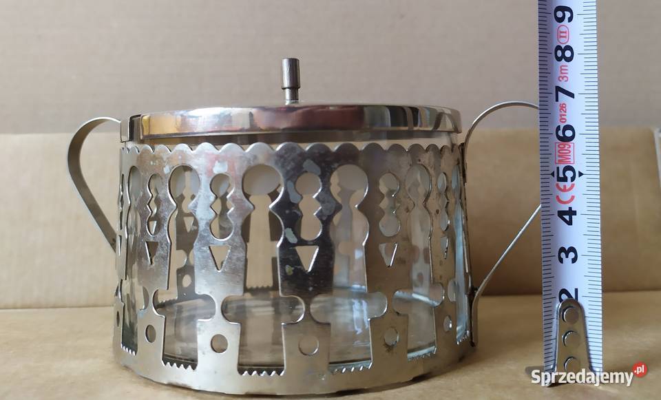 516 CUKIERNICA szklana z koszyczkiem RETRO Łódź