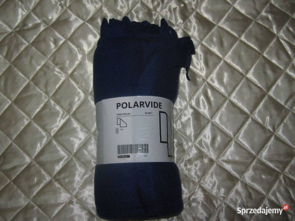 Kocyk Granatowy Polarowy z frędzlami Nowy Baranowo