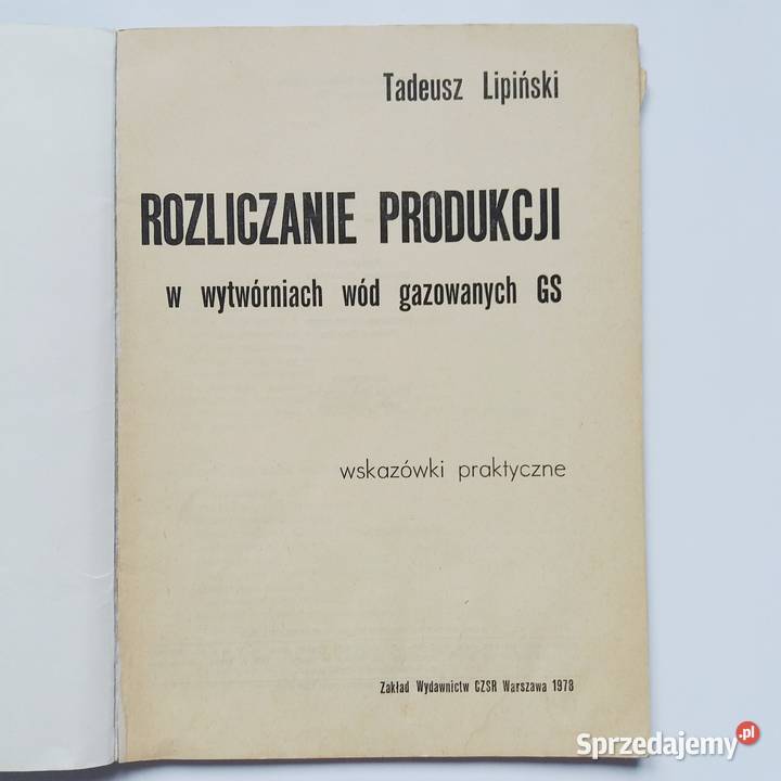 Lipiński Rozliczanie produkcji w wytwórniach wód Podręczniki Łódź