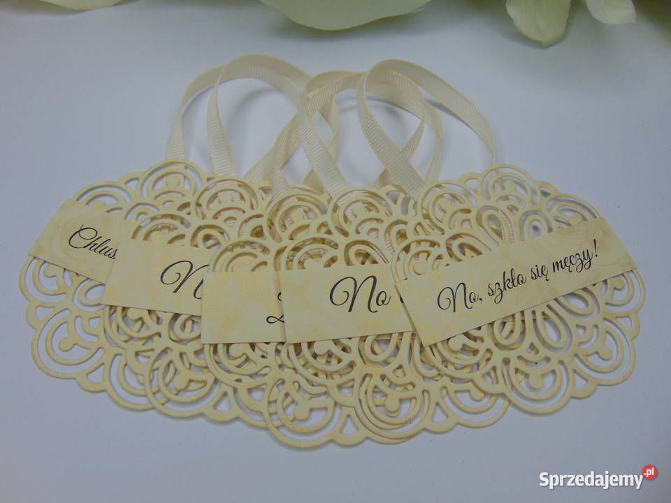 Kremowe złote zawieszki ażurowe na wódkę weselną Jarosław sprzedam
