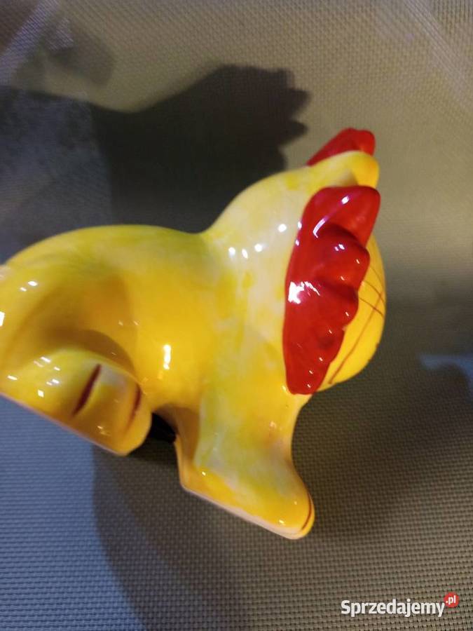 Urocz ceramiczna skarbonka Żółty Lew z gumową Warszawa