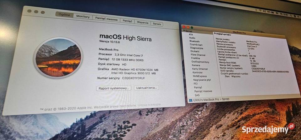 Apple MacBook Pro15 i7 intel 4x230Ghz 12 256ssD podkarpackie