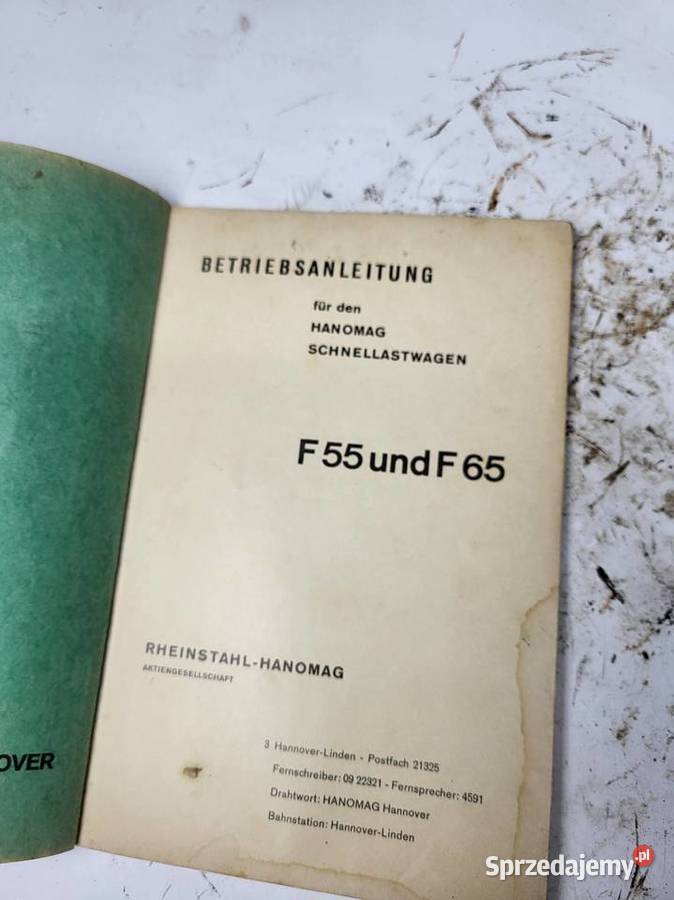 Ciężarówka HANOMAG F55 I F65 Instrukcja obsługi Rybnik